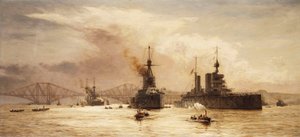 El Primer Escuadrón de Batalla saliendo del Forth para la Batalla de Jutlandia, 1917