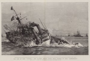 La pérdida del HMS Victoria, el buque insignia hundiéndose después de ser embestido por el HMS Camperdown
