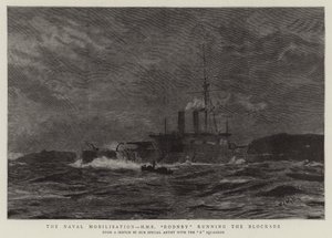 La movilización naval, H M S Rodney rompiendo el bloqueo de William Lionel Wyllie