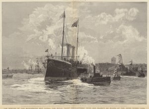 La inauguración del Canal de Navegación de Manchester, el Yate Real Enchantress con Su Majestad a Bordo, en la Esclusa Mode Wheel de William Lionel Wyllie