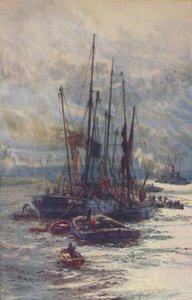 Descargando carbón en barcazas de William Lionel Wyllie