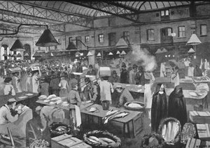 Mercado de Billingsgate, temprano en la mañana, 1891 de William Luker