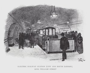 Estación de ferrocarril eléctrico, City y South London, King William Street de William Luker