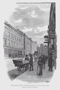 Moorgate Street, mostrando las oficinas de la Royal Mail Steam Packet Company de William Luker