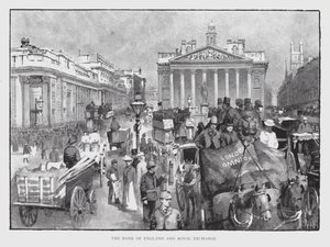 El Banco de Inglaterra y Royal Exchange de William Luker