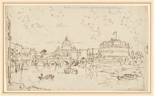 El Tíber con San Pedro y el Castel S. Angelo (recto) de William Marlow