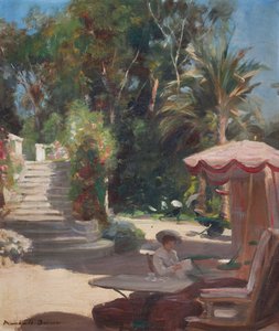 Hotel Garden, Grasse-en-Vence, Firmado abajo a la izquierda Marshall Brown (óleo sobre lienzo) de William Marshall Brown