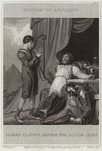 Alfred tocando ante el jefe danés