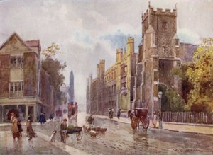 Iglesia de San Botolph y Corpus College desde los Escalones del Pitt Press, Trumpington Street de William Matthison