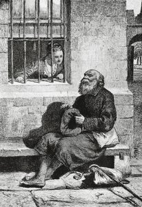Miss Wardour y la mendiga Edie Ochiltree, ilustración para Antiquary, novela histórica de Walter Scott (1771-1832), grabado según dibujo de William McTaggart (1835-1910). de William McTaggart