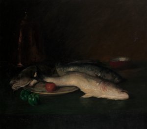 Naturaleza muerta: Pescado de William Merritt Chase