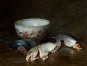 Naturaleza muerta con pescado 1910 (Óleo sobre lienzo) de William Merritt Chase