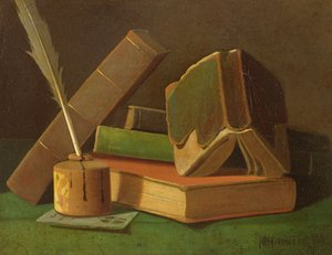 Naturaleza muerta con libros y tintero