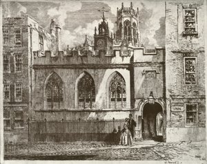 Cliffords Inn Hall y Torre del Reloj, con la Torre del Faro de St. Clement Danes al fondo, 1934