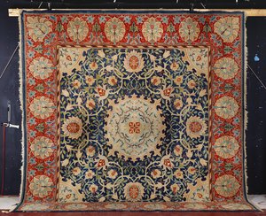 Una rara alfombra de nudos hechos a mano "Swan-House" Hammersmith, Morris & Co., c.1890