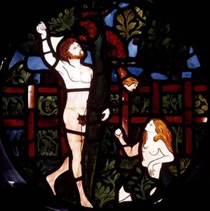 Adán y Eva recogiendo fruta (detalle) de William Morris