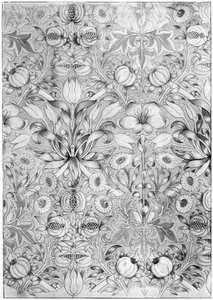 Papel tapiz con patrón de lirio y granada, 1887 de William Morris