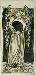 Ángel nocturno sosteniendo una luna menguante de William Morris