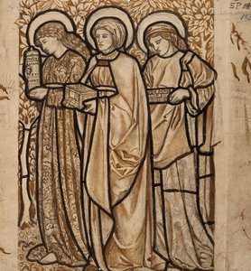 Las tres Marías en el Sepulcro - Diseño para vidrieras de William Morris