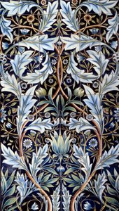 Panel de revestimiento de pared (66 azulejos) hecho por William Morris y William Frend de Morgan en loza de William Morris