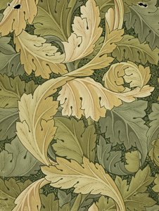 Diseño de papel tapiz con colores de AcanthusWoodland, 1875 de William Morris