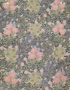 Diseño de papel tapiz con Tulipanes, Margaritas y Madreselva de William Morris
