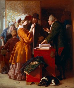 Eligiendo el vestido de novia. Detalle. Pintura de William Mulready (1786-1863). 1845. Londres. Museo Victoria y Alberto. de William Mulready