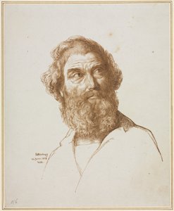 cabeza de un hombre barbudo mirando a su izquierda de William Mulready
