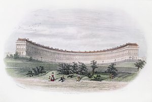 Royal Crescent, Bath, desde el parque, grabado por J. Shury, c.1840 de William N. Hardwick of Bath