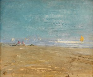 Fin de la temporada, Sirocco: El Lido (óleo sobre tabla) de William Nicholson