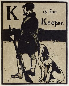 K de Keeper, ilustración de "An Alphabet", publicado por William Heinemann de William Nicholson