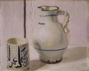 Naturaleza muerta rosa con jarra de William Nicholson
