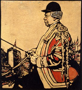 El cochero de la reina Victoria (xilografía) de William Nicholson