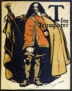 T de trompetista, ilustración de "An Alphabet", publicado por William Heinemann de William Nicholson