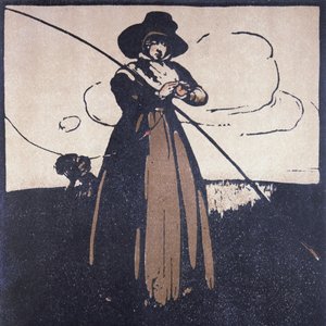 El mes de mayo: La pesca con mosca, de "An Almanac of Twelve Sports", con palabras de Rudyard Kipling, publicado por primera vez por William Heinemann de William Nicholson