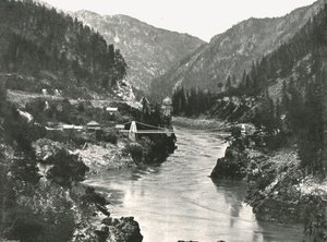 Las Rocosas: el Cañón Frazer y el Puente de la Carretera Cariboo, cerca de Spuzzum, Canadá, 1895 de William Notman and Son