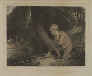 Un niño pescando con caña