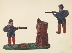Soldado de la Guerra Civil y Banco de Tronco de Árbol, c. 1937