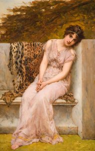 Retrato de una joven sentada en un asiento de mármol de William Oliver