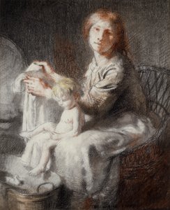El cisne blanco (Grace y Kit) (pastel y crayón negro)