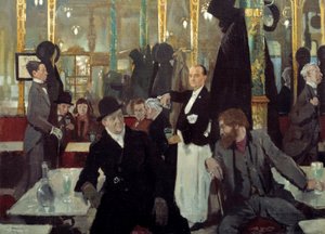 El café real en Londres (detalle) de William Orpen