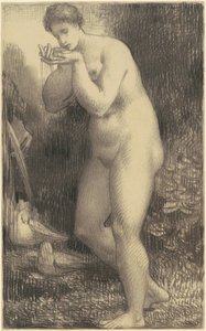 Desnudo bebiendo en una fuente