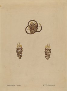 Broche y pendientes de cabello de William P. Shearwood