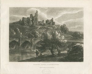 Castillo de Tutbury - Vista sur: zincografía, nd [c 1811] de William P Sherlock
