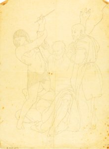 Moisés, Aarón y Hur en el monte Horeb (estudio vestido) de William Page