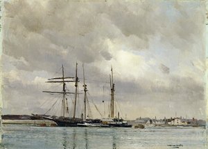 Barcos en el puerto, cargando arcilla china