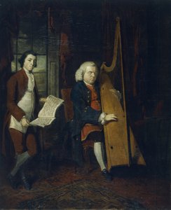 John Parry el arpista ciego con ayudante (óleo sobre lienzo)