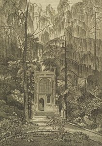Vista de la capilla en el jardín de Strawberry Hill, grabado por Godfrey, 1784 de William Pars