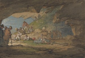 Una cueva a la luz del sol, con figuras de William Payne