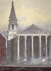 Iglesia de San Jorge, Hart Street, Bloomsbury, Londres, c1815